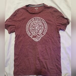 Old Navy Maroon Graphic Pizza T-Shirt